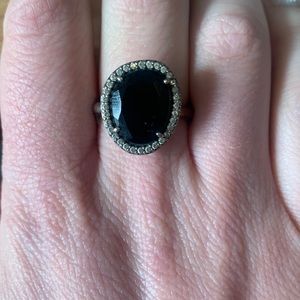 Pandora Silver ring with black spinel and cubic zirconia